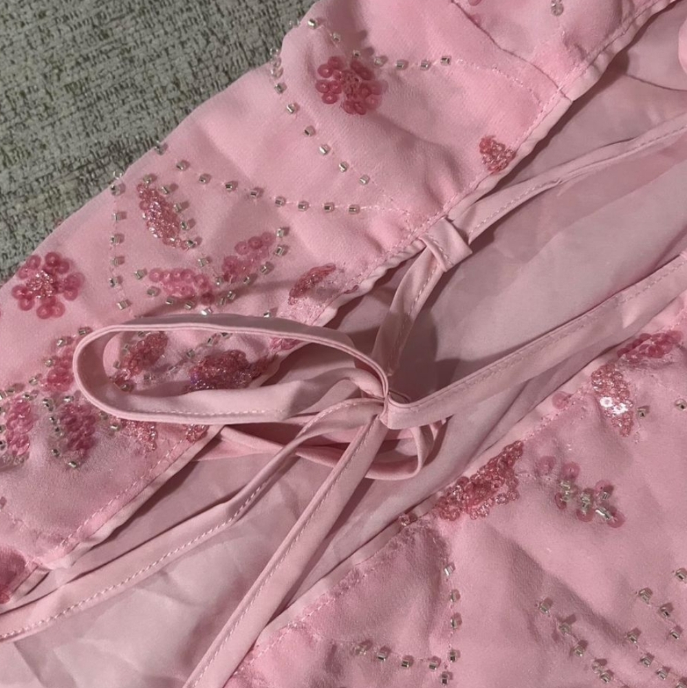 Elegant Pink Embellished Women's Robe